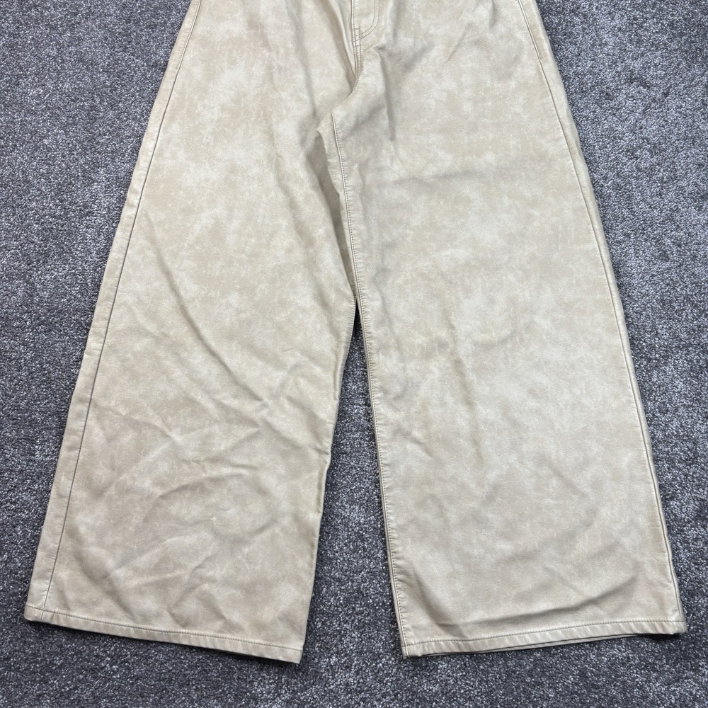 We The Free Misha High-Rise Wide Barrel Faux Leather Pants Womens 30 Beige Vegan - Picture 6 of 12